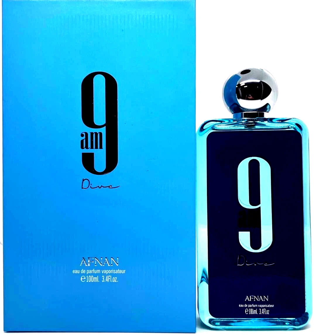 AFNAN 9AM DIVE EAU DE PARFUM SPRAY UNISEXE 3,4 Oz / 100 ml ARTICLE TOUT NEUF !!!